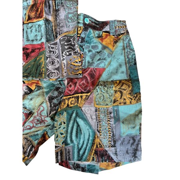 El-Nor Women's 90s Top & Short Two Pieces Set Funky Colorful Size Medium - Picture 7 of 8
